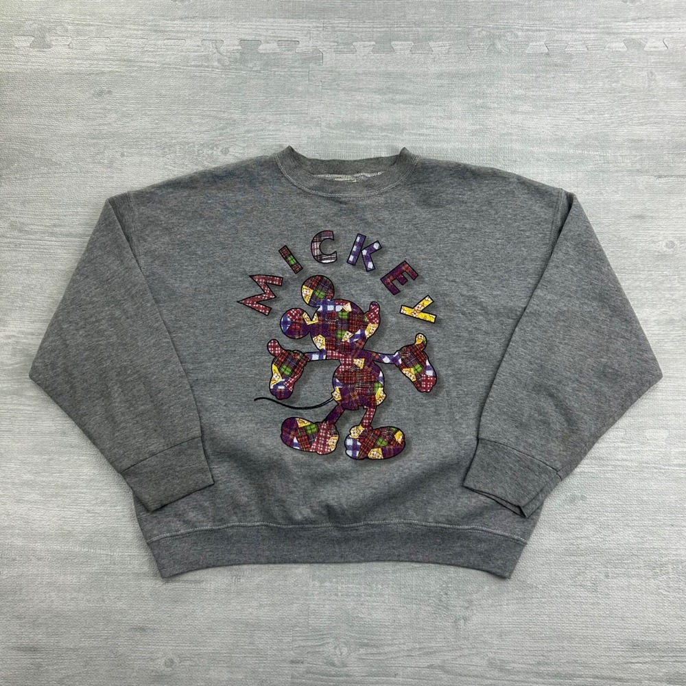 Vintage 90s Disney Mickey Mouse Sweatshirt Size XL Gray Logo Crewneck
